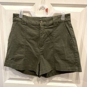 Pull&Bear Womens Olive Green High Waisted Utility Cargo Shorts Size XL Preppy